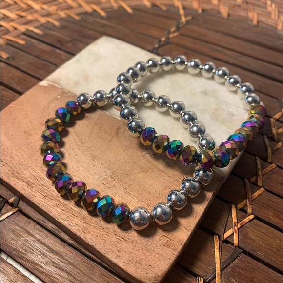 "Radiant Spectrum Glass Bead Bracelet" Set of 2 - Picture 3 of 3